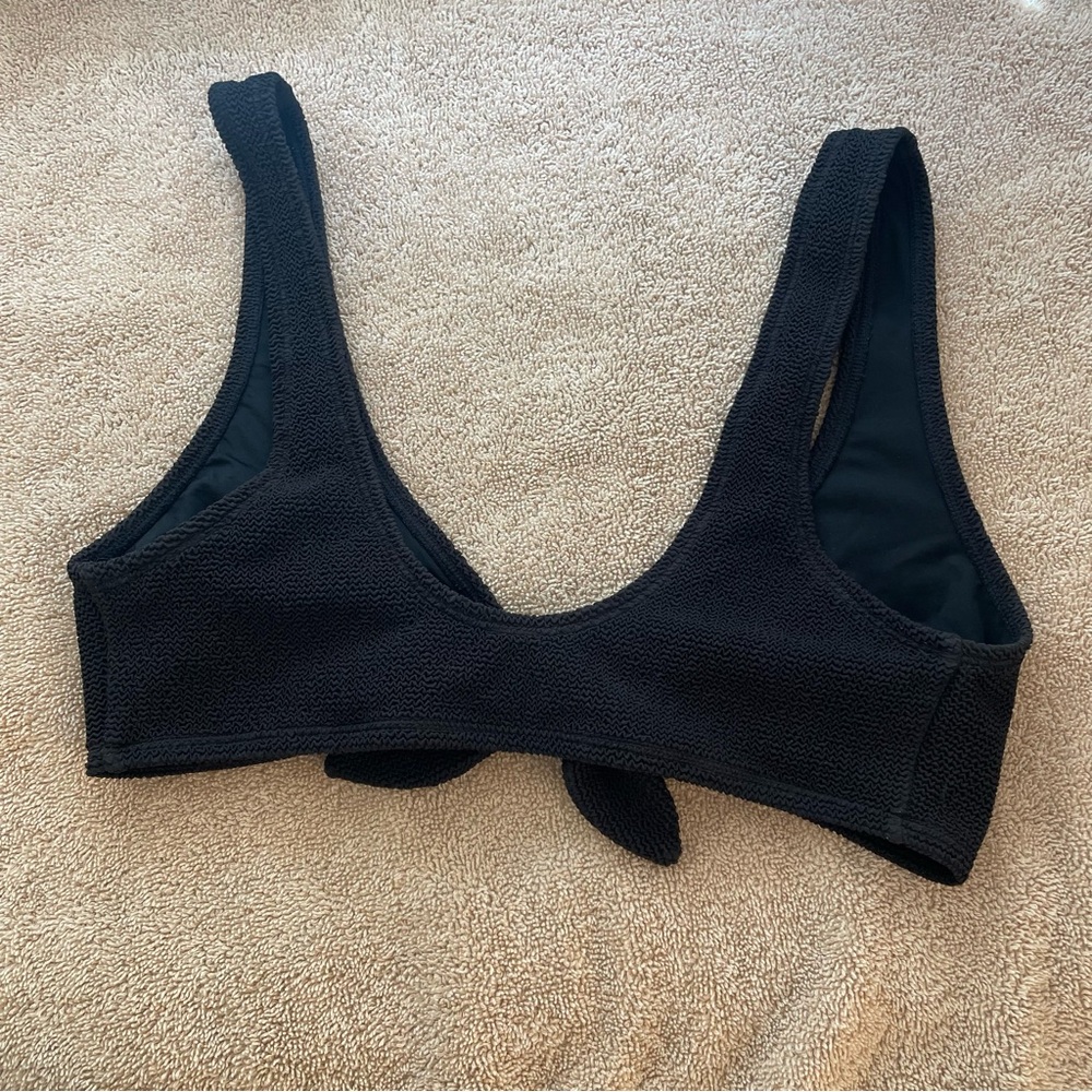 & Other Stories- Black Crepe Tie Up Bikini Minimalist Swimwear- Top 6 / Bottom 8 - Picture 10 of 15